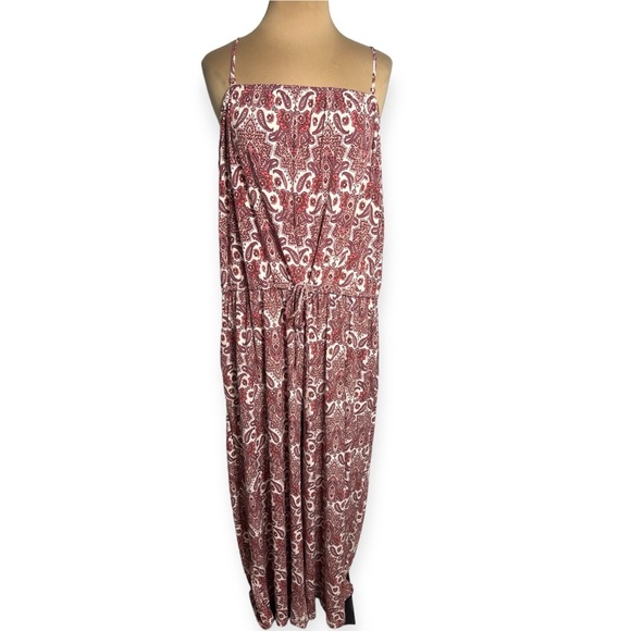 Maurices Plus Size Pink Paisley Tie Waist Jumpsuit size 4X - Picture 3 of 11